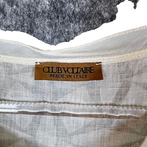 Club Voltaire Linen Linen Midi Dress Laganlook Loose Fit S/S Pockets Sz L Italy - Picture 5 of 15